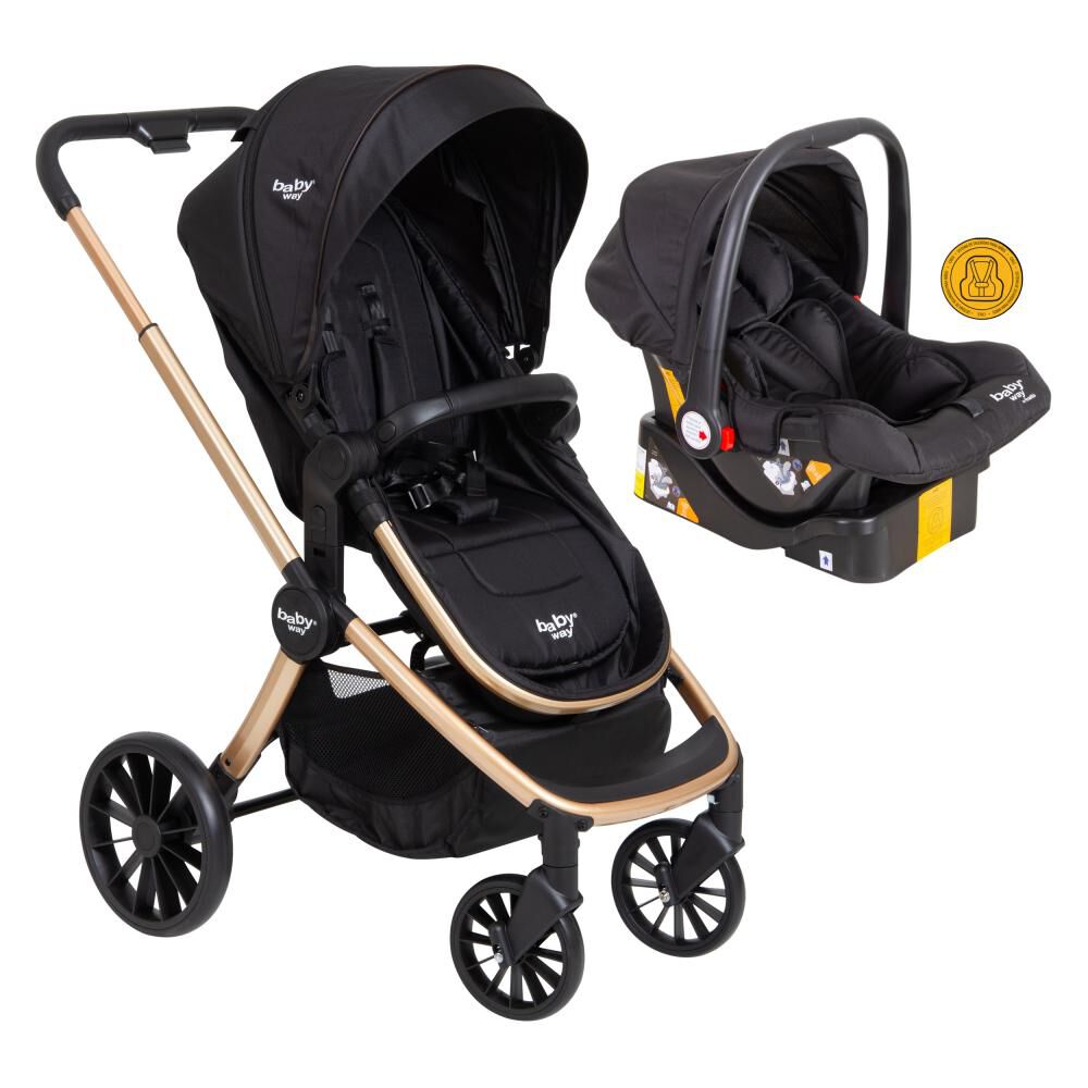 Coche Travel System Baby Way System 3 En 1 Golden Black Con Base image number 0.0