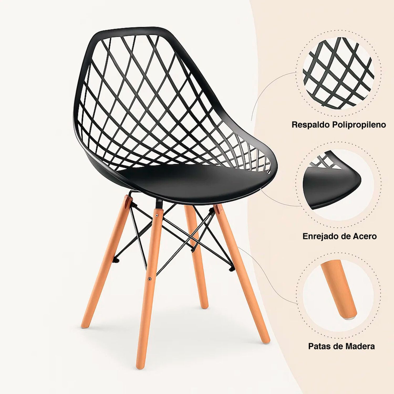 Silla Eames Enrejada Mesh - Negra image number 4.0
