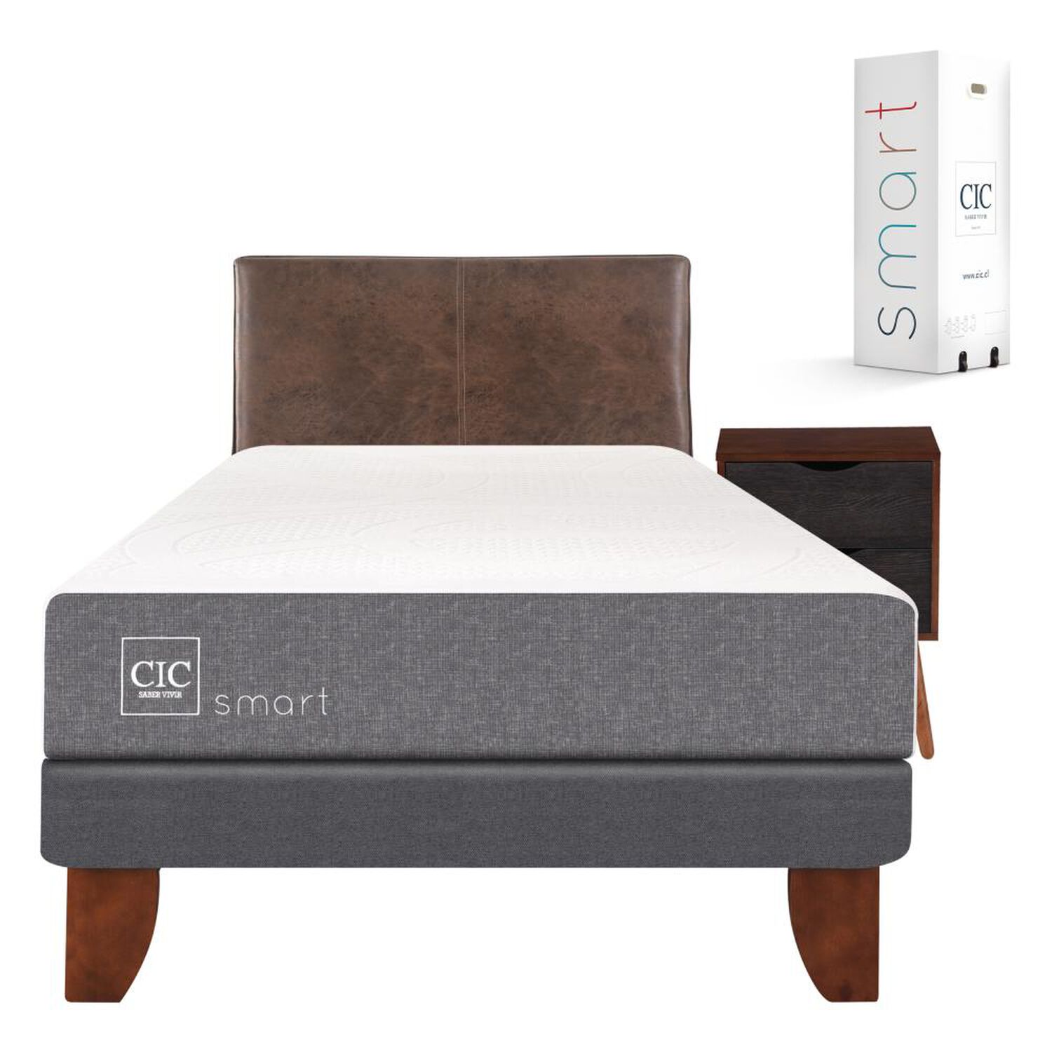 Cama Europea Cic Smart / 1.5 Plazas / Base Normal  + Set De Maderas image number 0.0
