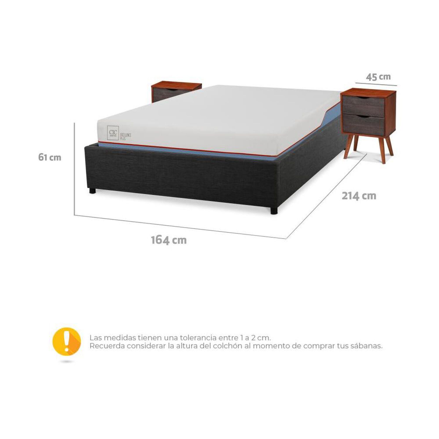 Cama Ba&uacute;l Cic Excellence Plus / 2 Plazas / Base Normal + Velador image number 5.0