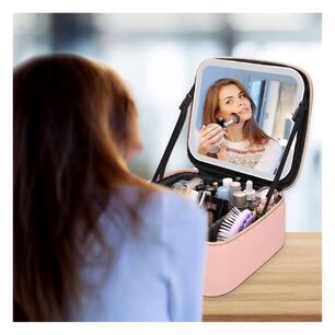 Bolso Organizador De Maquillaje Espejo Led Port&aacute;til