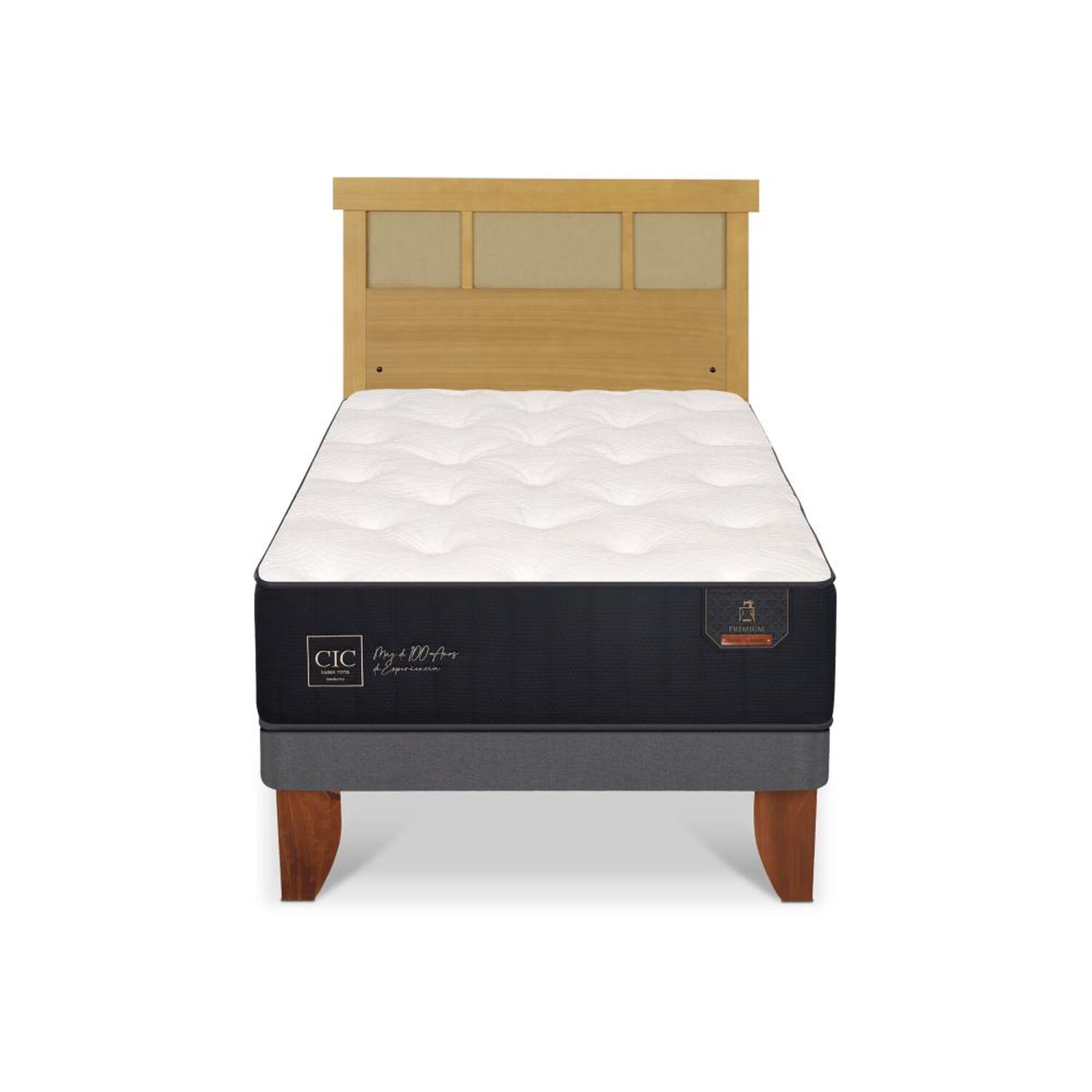 Cama Europea Cic Linea Premium / 1.5 Plazas / Base Normal + Respaldo image number 0.0
