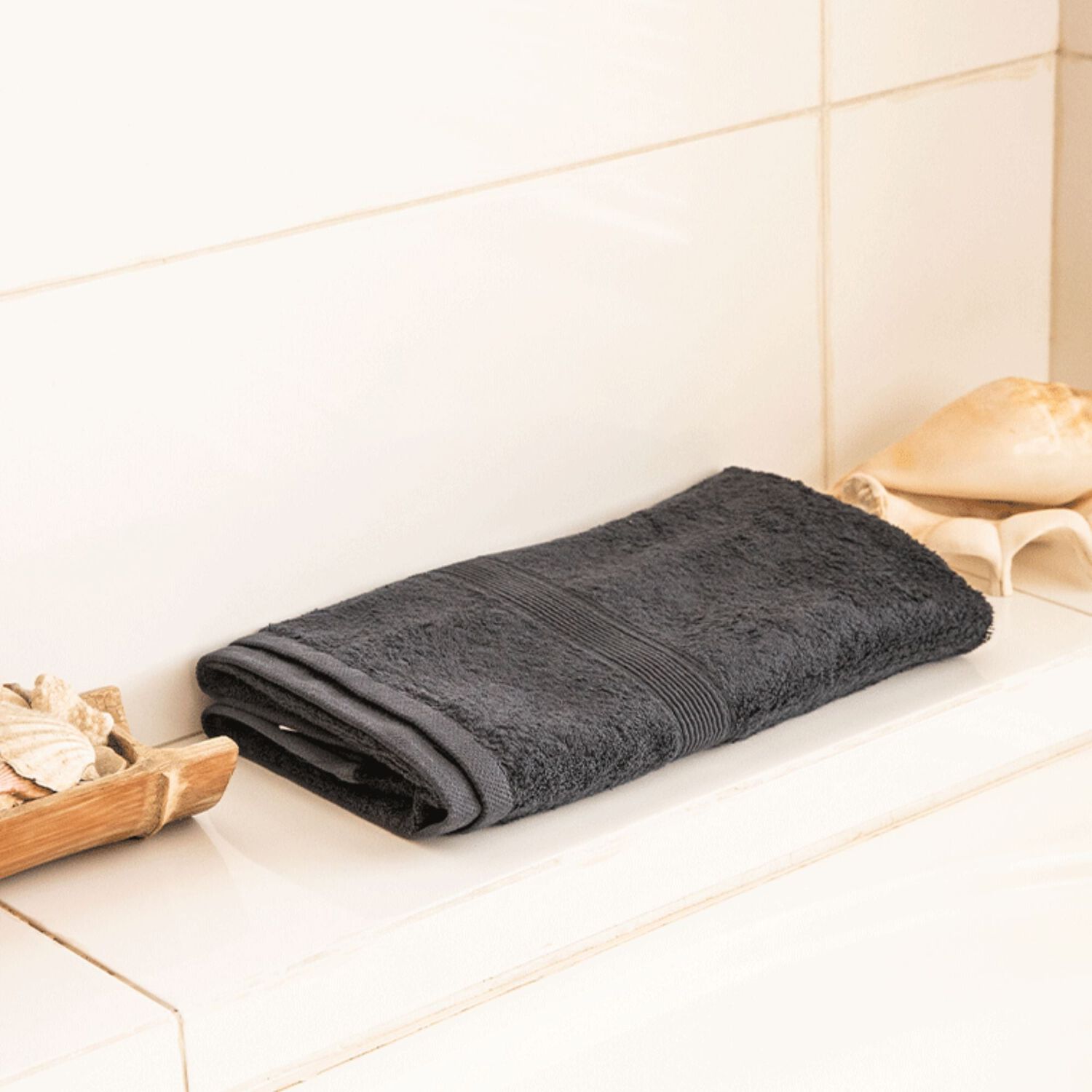 Toalla De Ba&ntilde;o - 100% Algodon 550grs 70x140cm Ultra Absorbente Negra image number 2.0