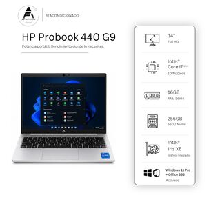 Notebook Hp 440 G9 I7 12th 16gb 256gb Intel Iris Xe Edici&oacute;n Exclusiva Win Office Rea