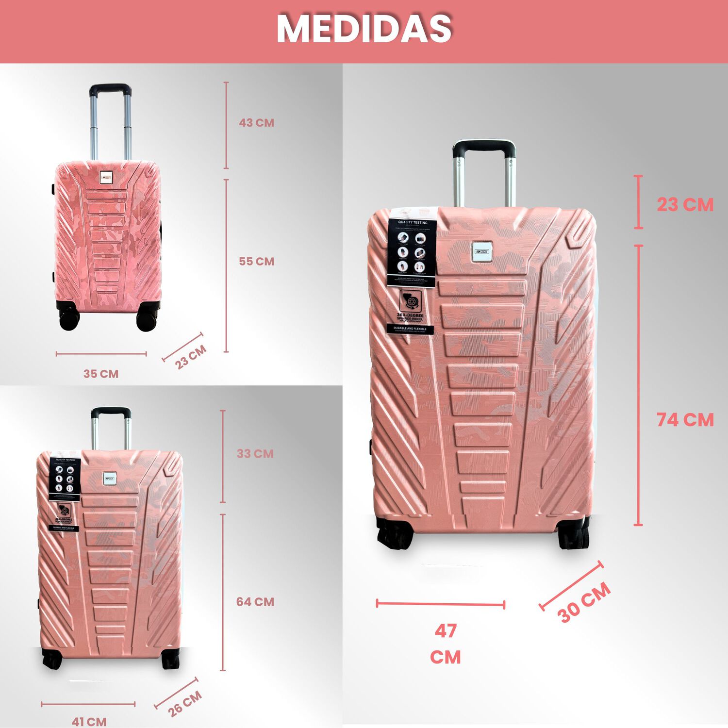 Maletas 10 20 25kg Yephome Set X3 Viaje Rosa image number 1.0