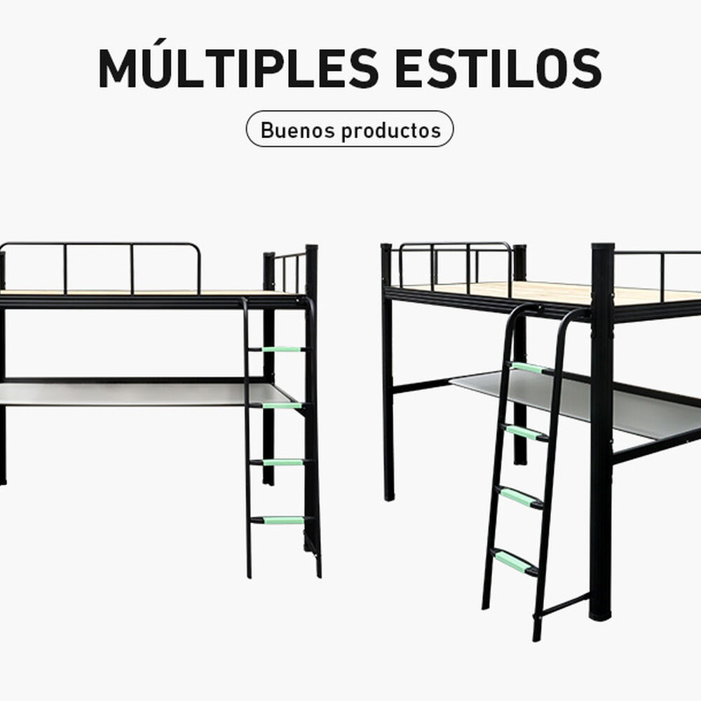 Cama Alta Con Escritorio Strong 1 Plaza Negro image number 5.0