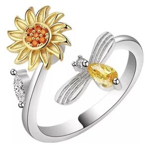 Anillo Flor Girasol Giratorio