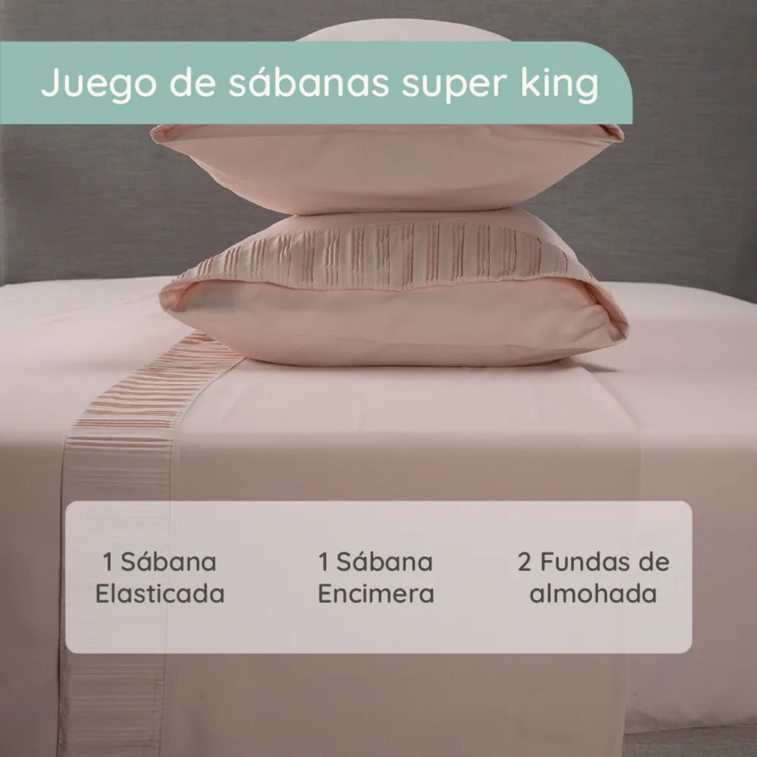 Sabanas Colch&oacute;n Super King Microfibra 300 Hilos Rosado image number 3.0