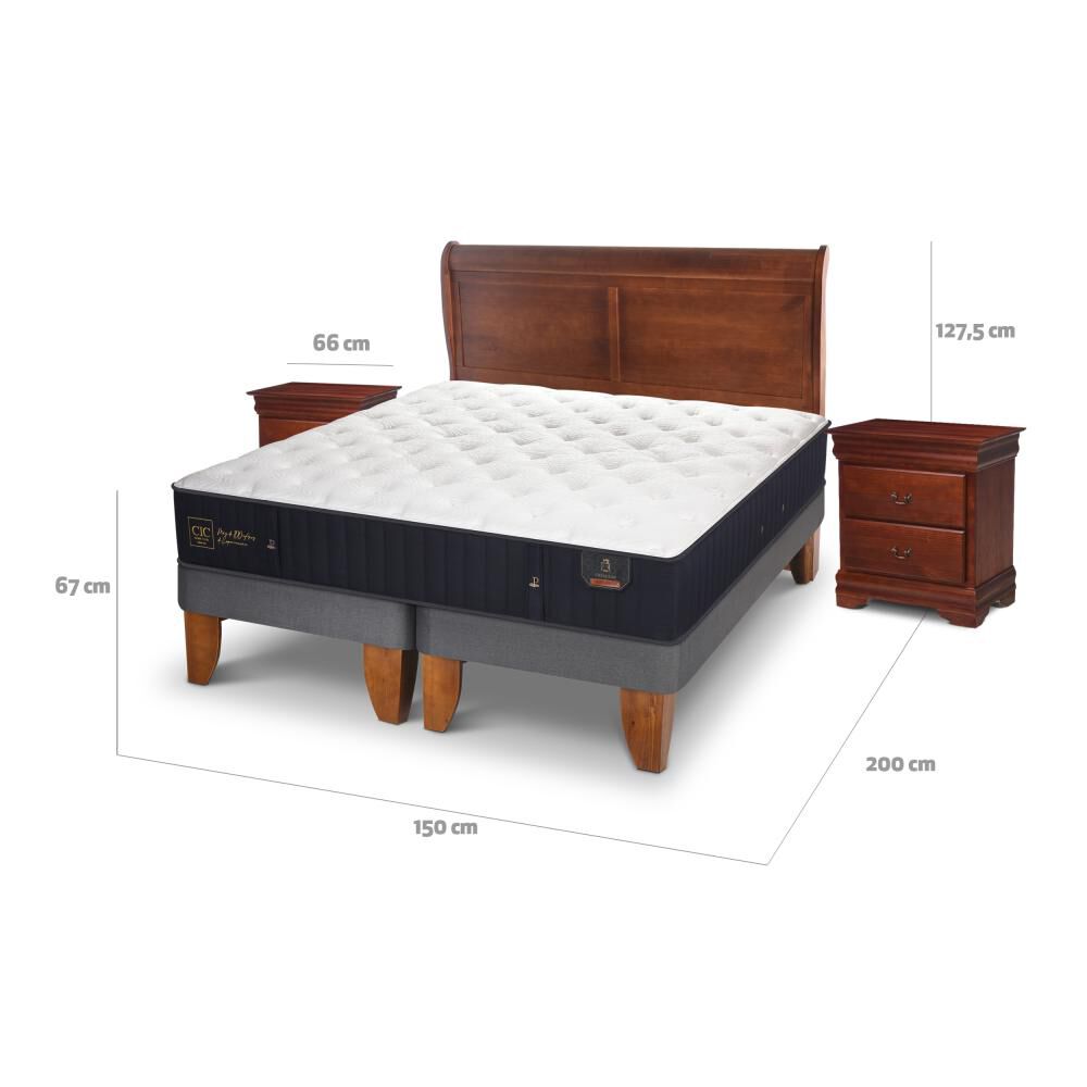Cama Europea Cic Premium / 2 Plazas / Base Dividida + Set De Maderas image number 2.0