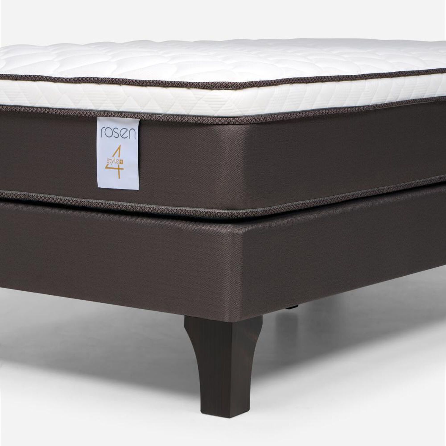 Cama Europea Rosen New Style 4 Plus / 1 Plaza / Base Normal + Respaldo Tabor Caramelo image number 4.0