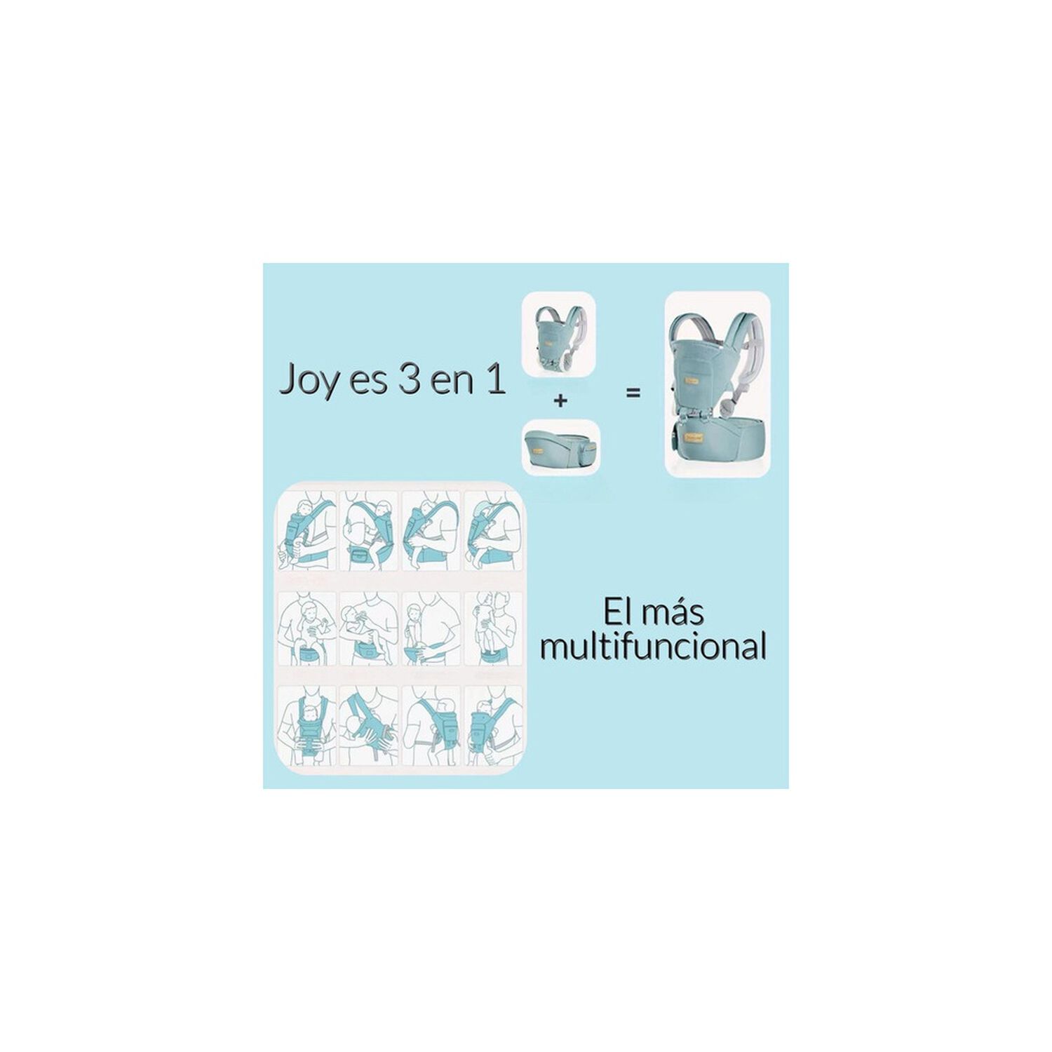 Portabeb&eacute; Ergon&oacute;mico Multifuncional 3 En 1 Lubabycas Menta image number 5.0