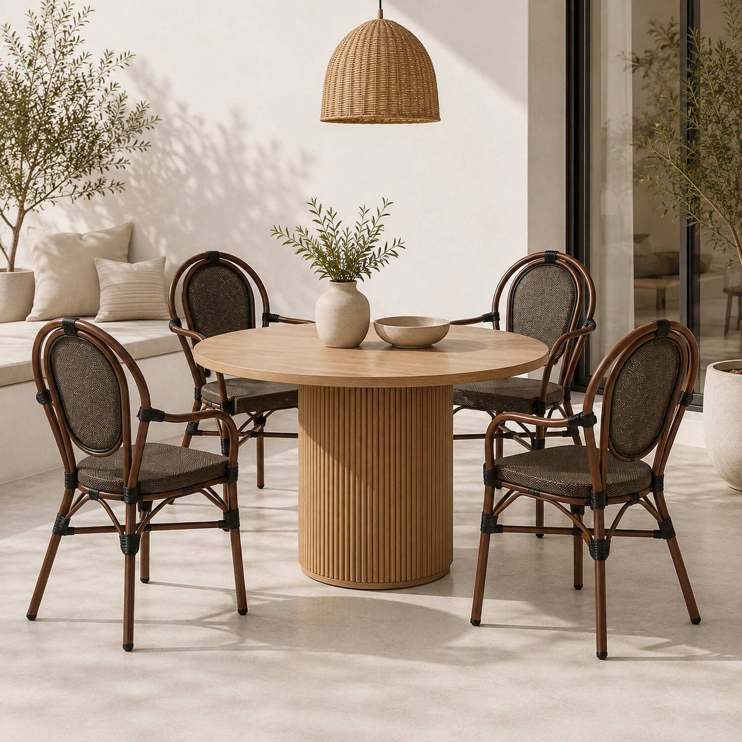 Pack De 4 Sillas Provence Parisina Rattan Con Reposabrazos - Caf&eacute; Oscuro image number 2.0