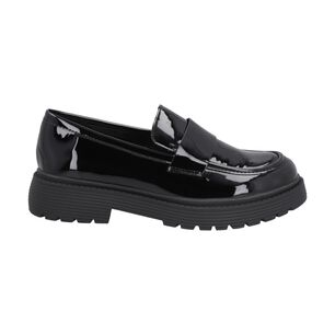 Mocas&iacute;n Mujer Negro Plataforma Glossy Police
