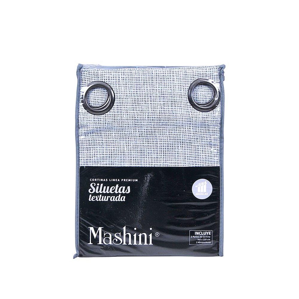 Set Cortinas Jacquard Argolla 140x220 Silueta Texturada Azul image number 2.0