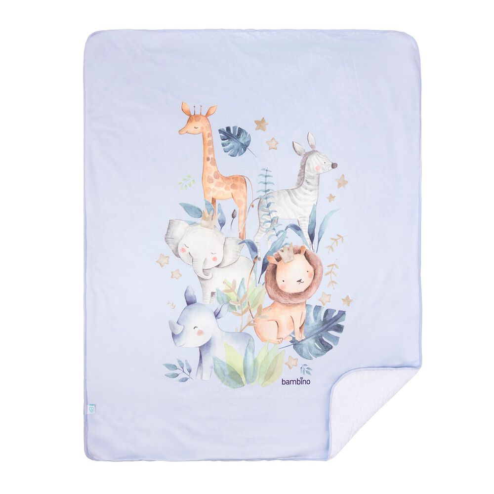 Frazada De Sherpa Celeste Animales Ni&ntilde;o image number 1.0