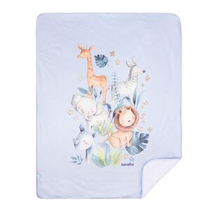 Frazada De Sherpa Celeste Animales Ni&ntilde;o