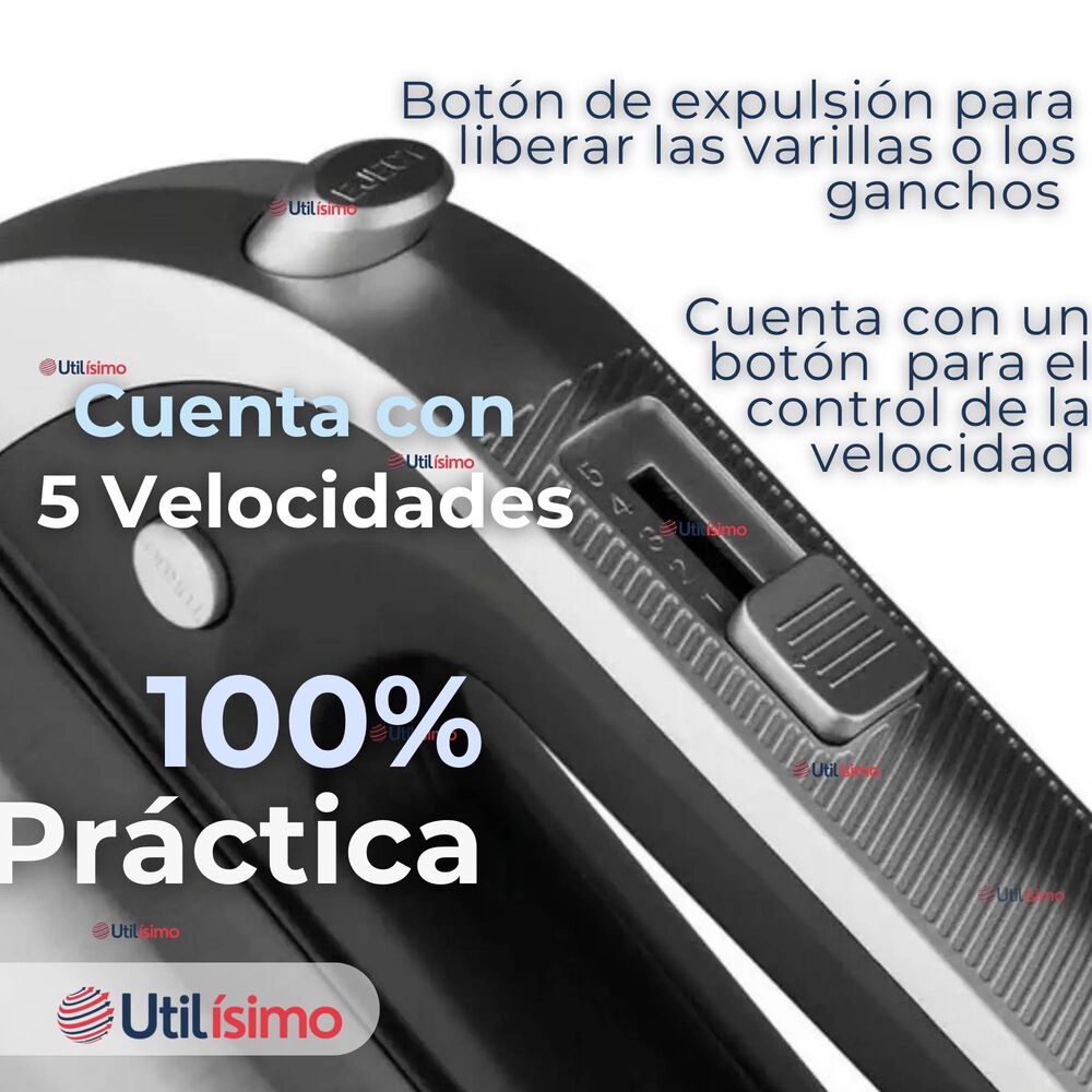 Batidora Electrica 5 Velocidades De Mano Raf Acero Inoxidable Mutifuncional image number 4.0