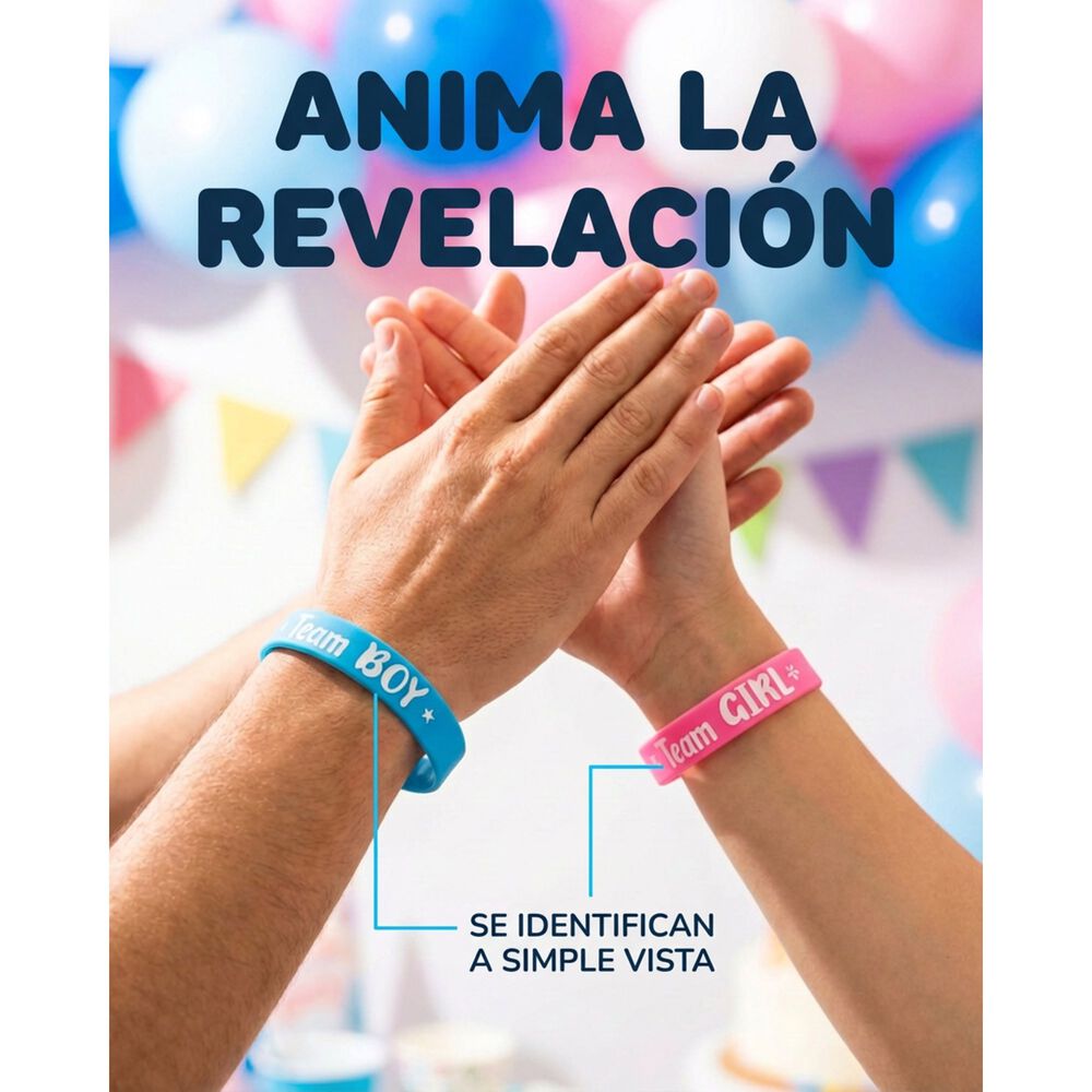 Set 40 Pulseras De Revelaci&oacute;n De G&eacute;nero Baby Shower Cotillon image number 3.0