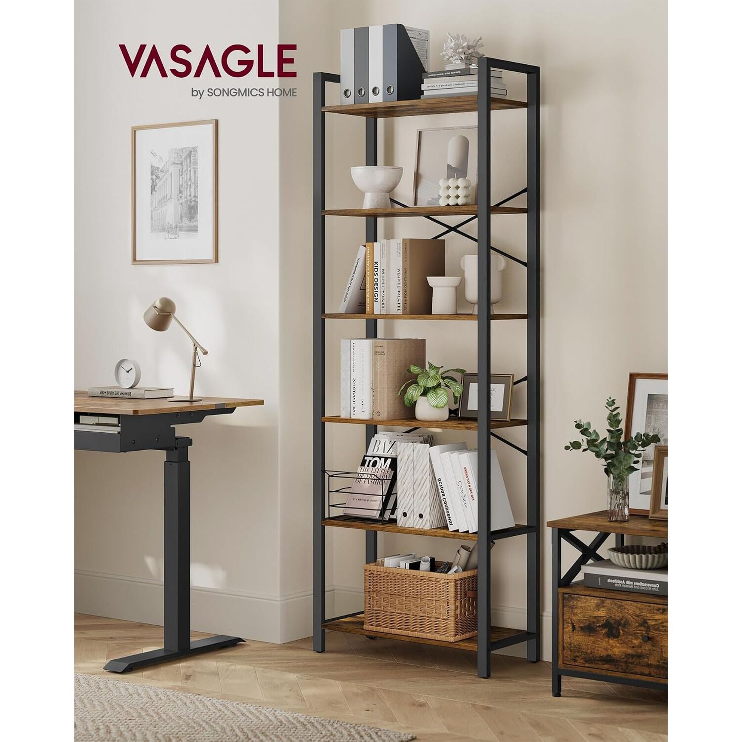 Biblioteca Industrial Vasagle Havanna Con Repisas Abiertas image number 1.0