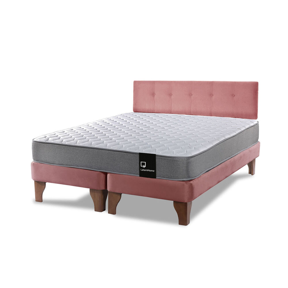 Cama Europea Zen Best Tela Velvet Palo Rosa 2 Plazas + Respaldo image number 1.0