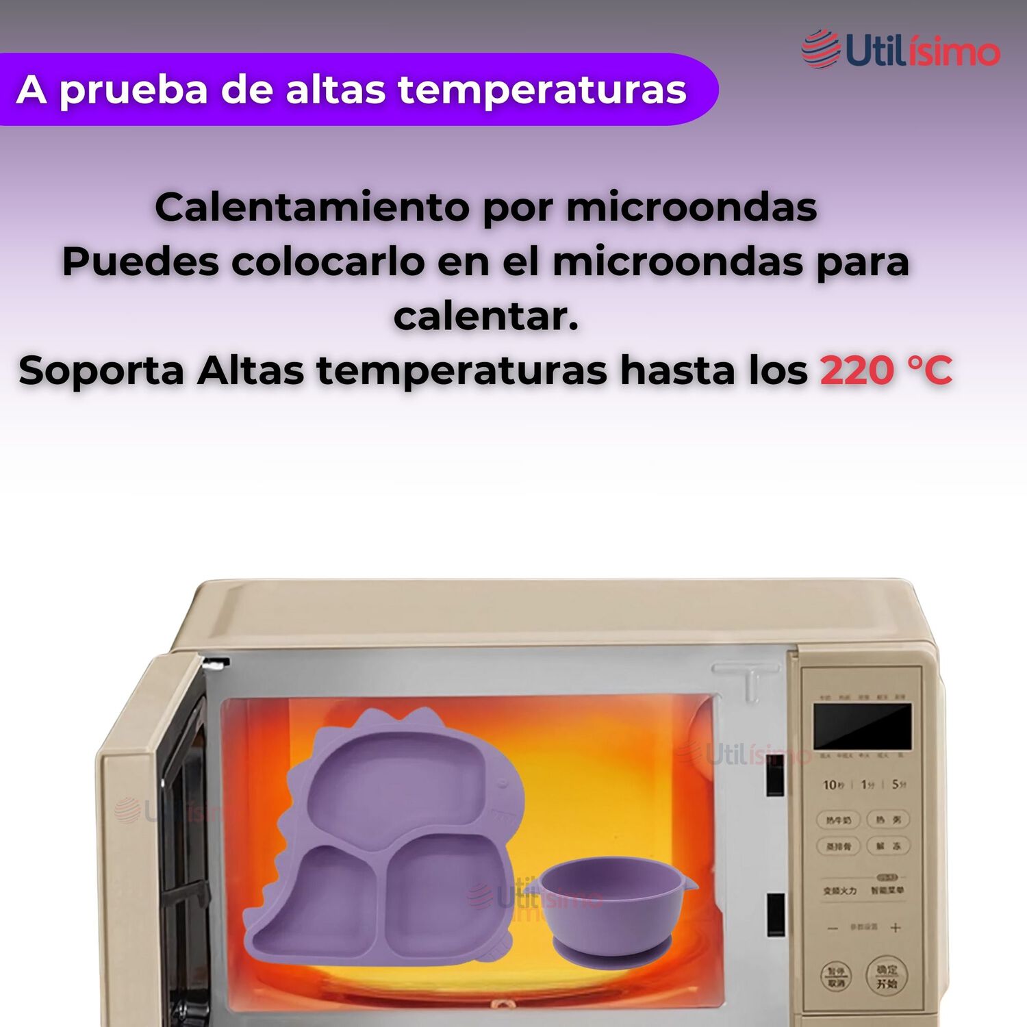 Set Alimentaci&oacute;n Silicona Beb&eacute; 5 Piezas Dinosaurio Libre Bpa Color Lila image number 7.0