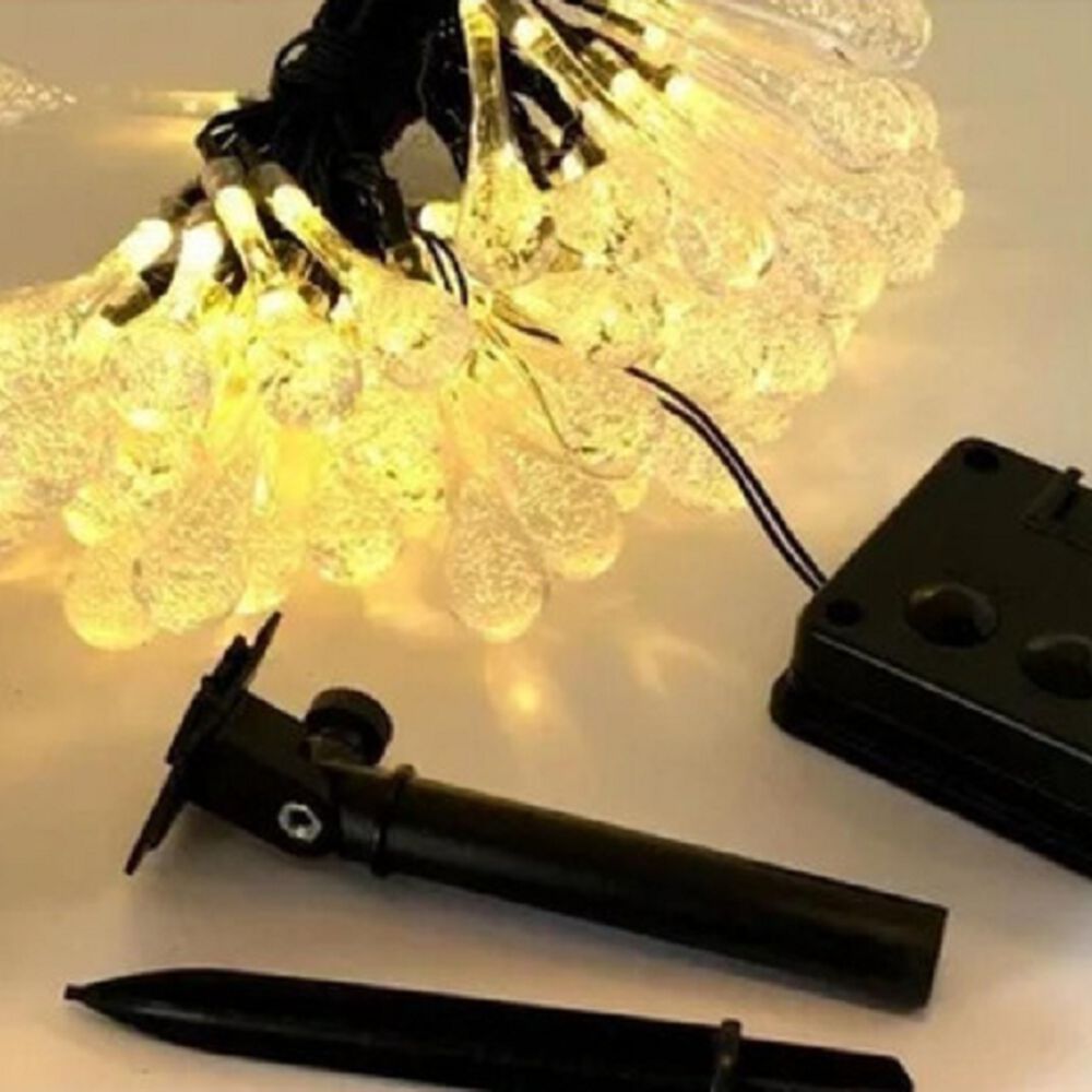 Guirnalda Luz Led Forma Gota De Agua Con Carga Solar Jardin image number 1.0