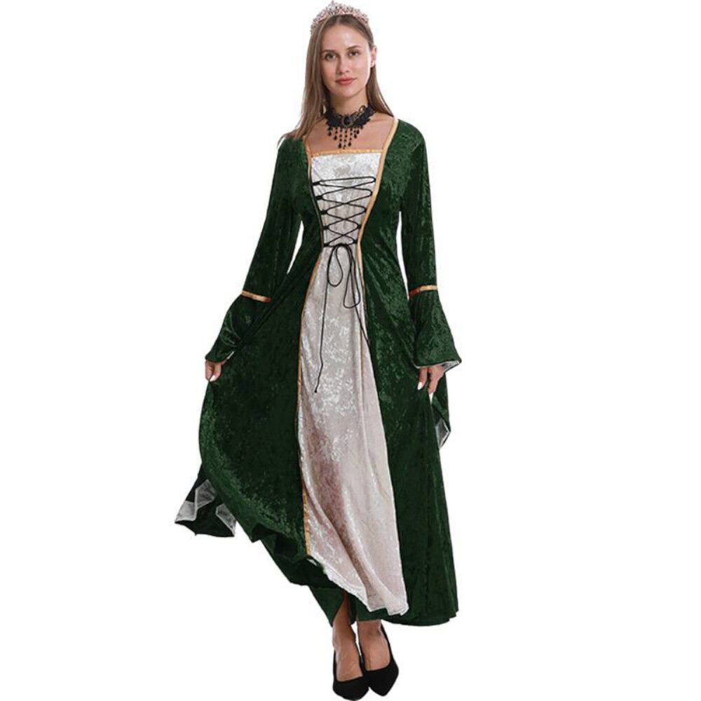 Disfraz Medieval Renacentista Para Mujer Vestido Largo Con Cordones G&oacute;tico image number 1.0