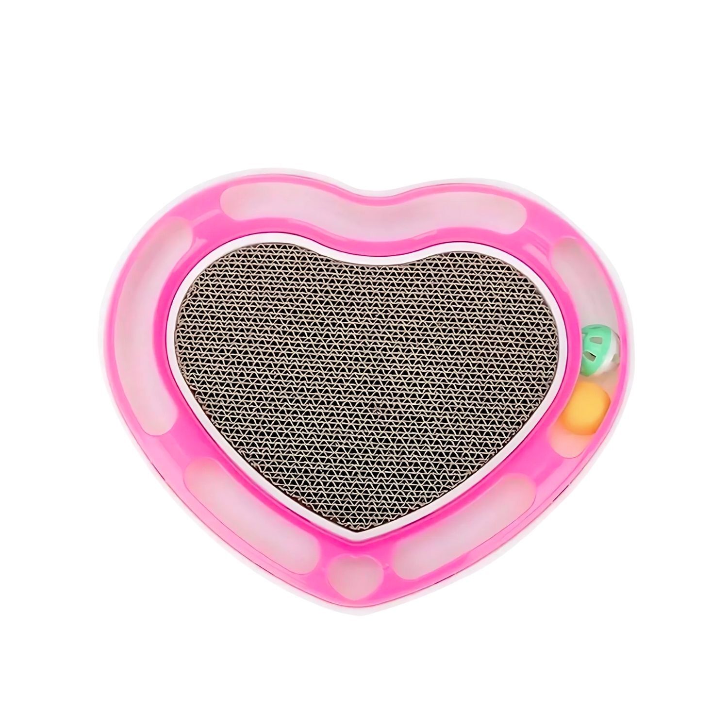 Juguete Interactivo Rascador + Pelota Gatos Forma Corazon Rosa image number 1.0