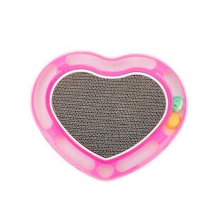 Juguete Interactivo Rascador + Pelota Gatos Forma Corazon Rosa