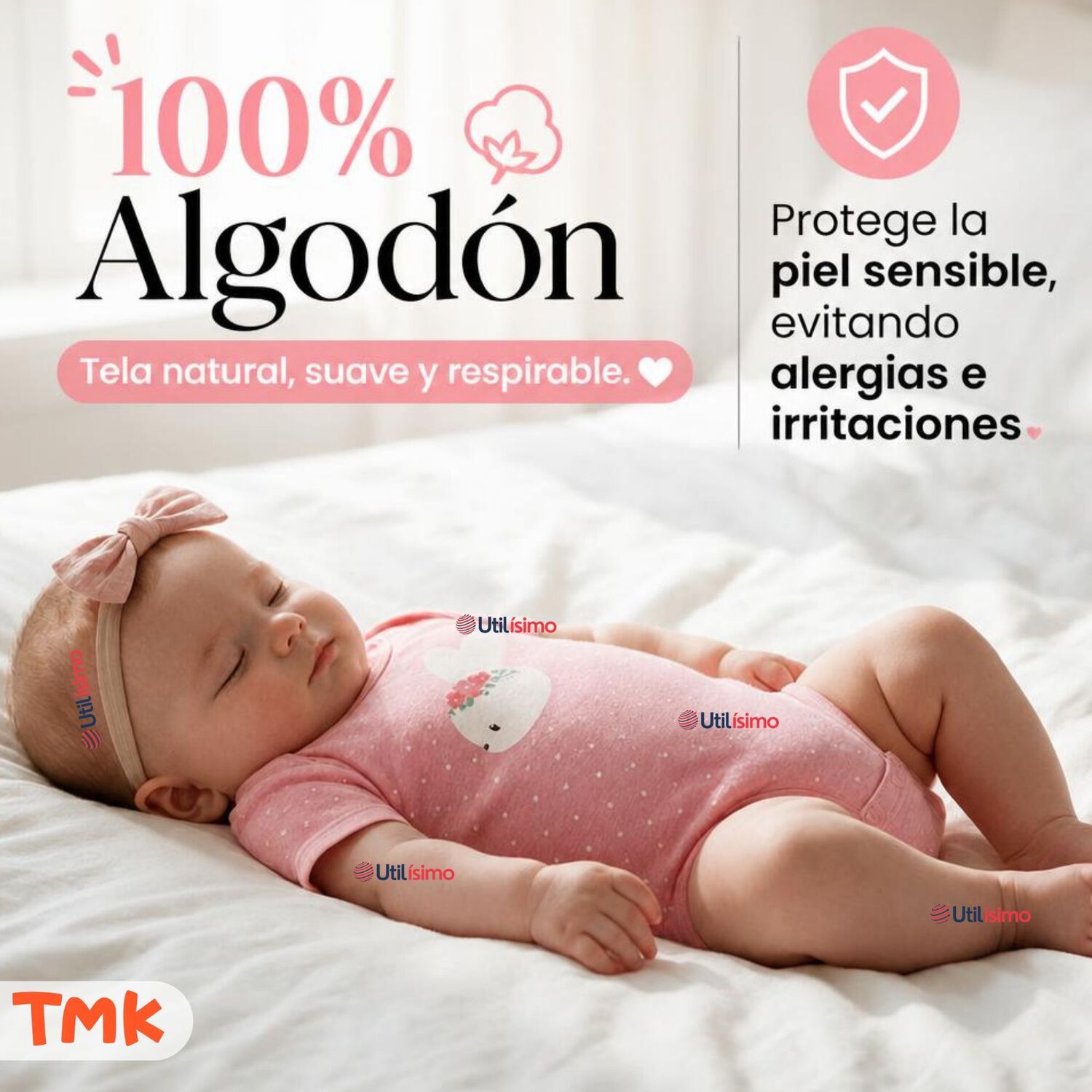 Pack 5 Bodys Manga Corta 100% Algod&oacute;n Tedmimak Ni&ntilde;a Bunny Blossom image number 4.0