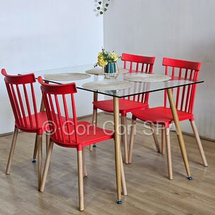 Comedor Vidrio Templado 120x80cms + 4 Sillas Windsor