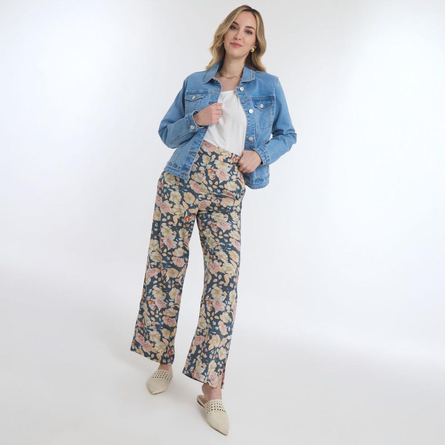 Pantal&oacute;n Full Print Tiro Medio Palazzo Mujer Geeps image number 1.0