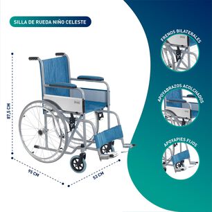 Silla De Ruedas Pediatrica Ni&ntilde;o | Celeste