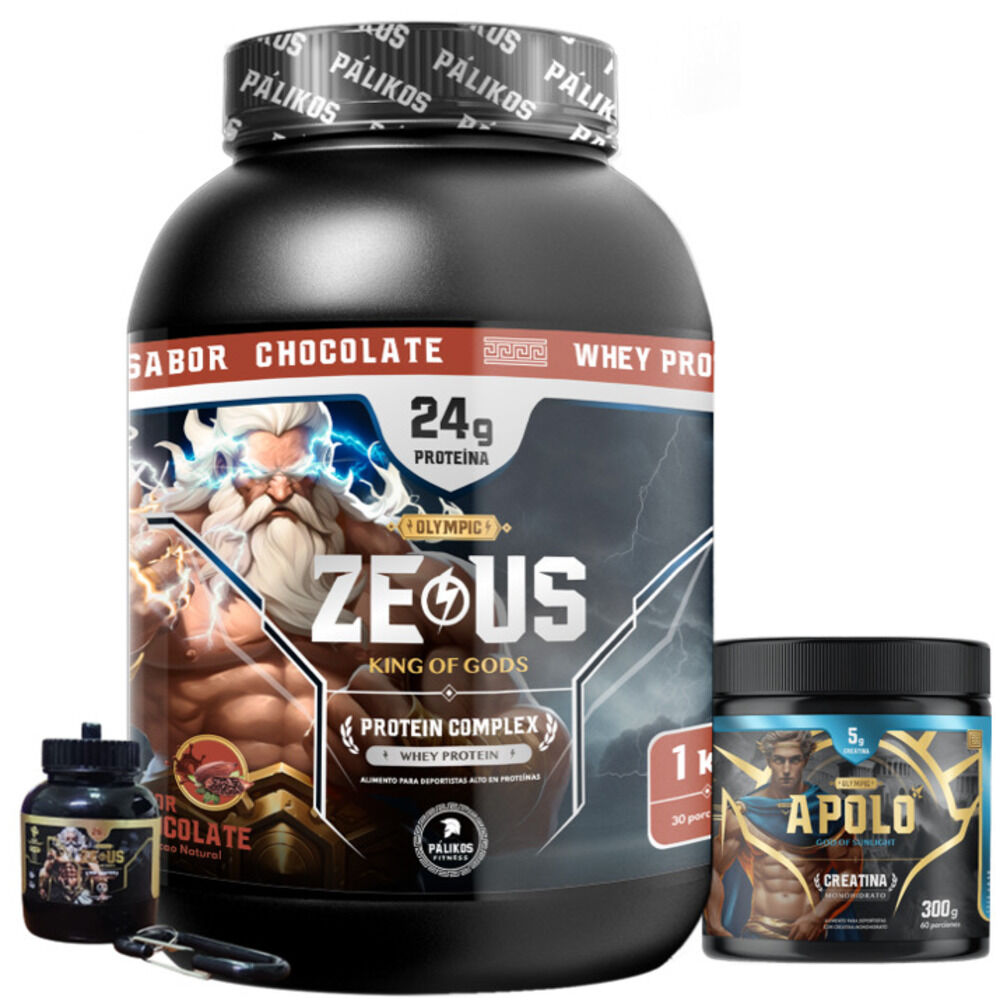 Proteina Zeus Complex 1kg (sabor Chocolate) + Creatina Apolo 300g + Minibottle image number 0.0