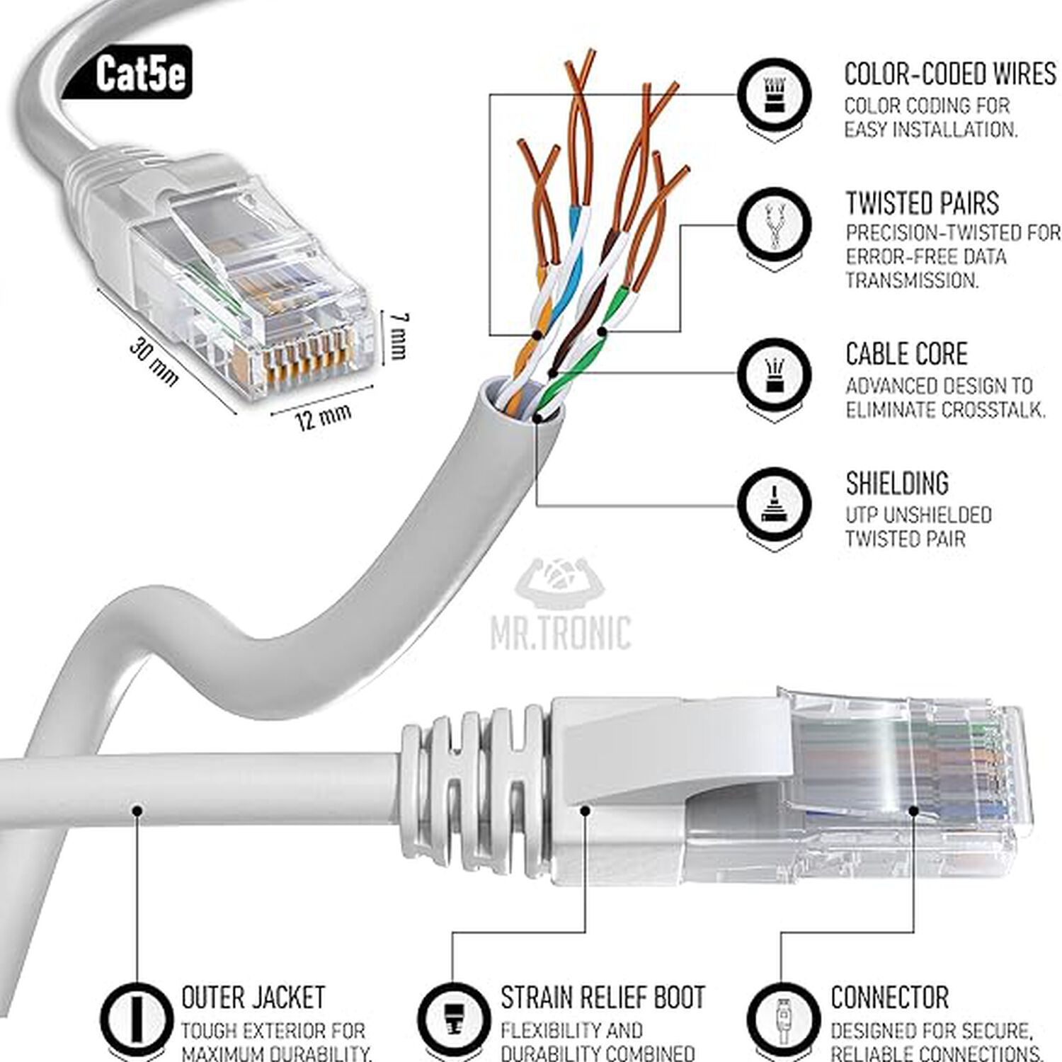 Cable De Red Alta Velocidad 30 Mt Cat5e Cable Lan Internet Conexi&oacute;n Rj45 image number 4.0
