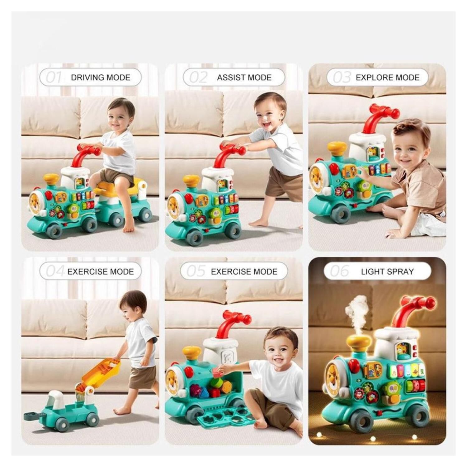 Juguete Tren Caminador 5 En 1 Didactico Con Sonidos Azul Infantil image number 2.0
