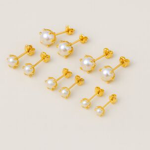 Aros Perla Cultivada Pistilo 5mm N3 Oro 18k Atornillados 2.20gr Mujer Elegantes