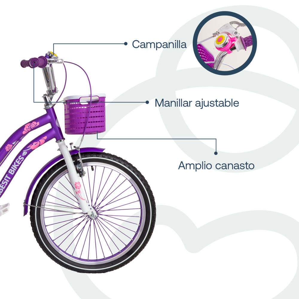 Bicicleta Infantil Queen Aro 20 Morada Bebesit image number 3.0