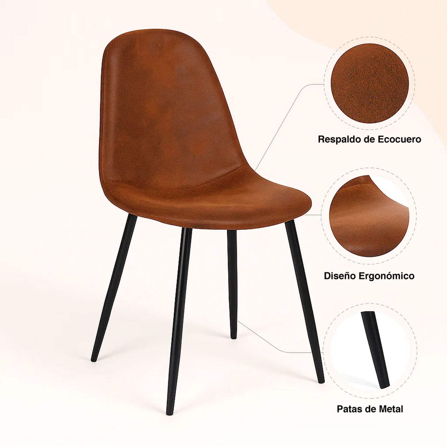 Pack De 2 Sillas Spoon Ecocuero Vintage Caf&eacute; Oscuro image number 4.0