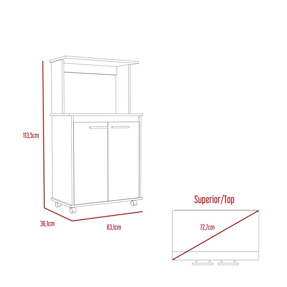 Mueble Microondas Con Ruedas 2 Puertas Fm-004n Negro image number 8.0