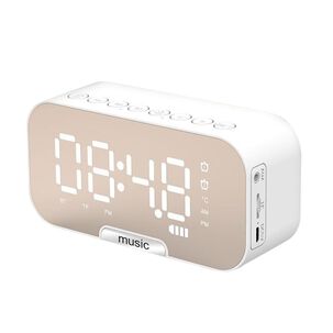 Radio Reloj Despertador Digital Parlante Bluetooth Y Espejo Blanco