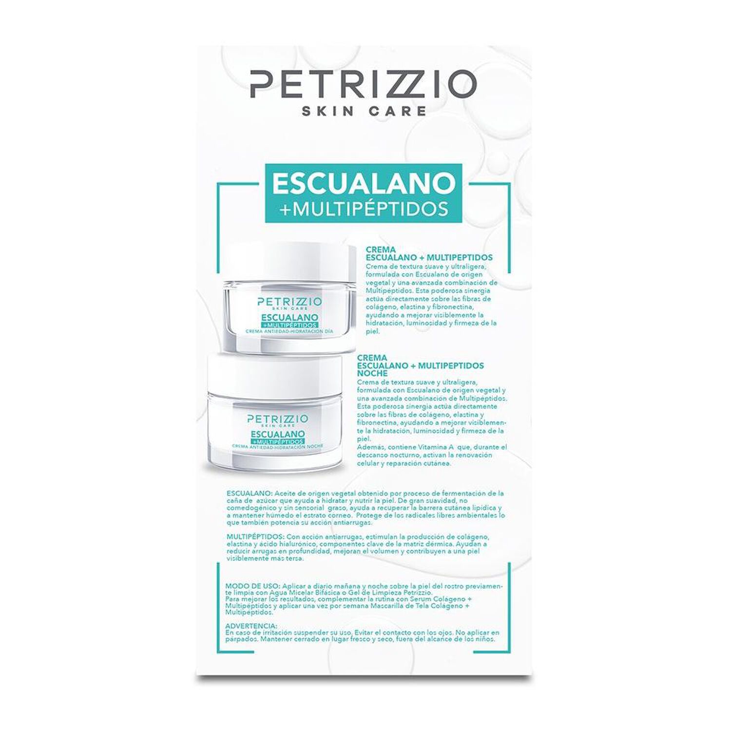 Set Crema Antiedad D&iacute;a Y Noche Escualano + Multip&eacute;ptidos Petrizzio image number 2.0