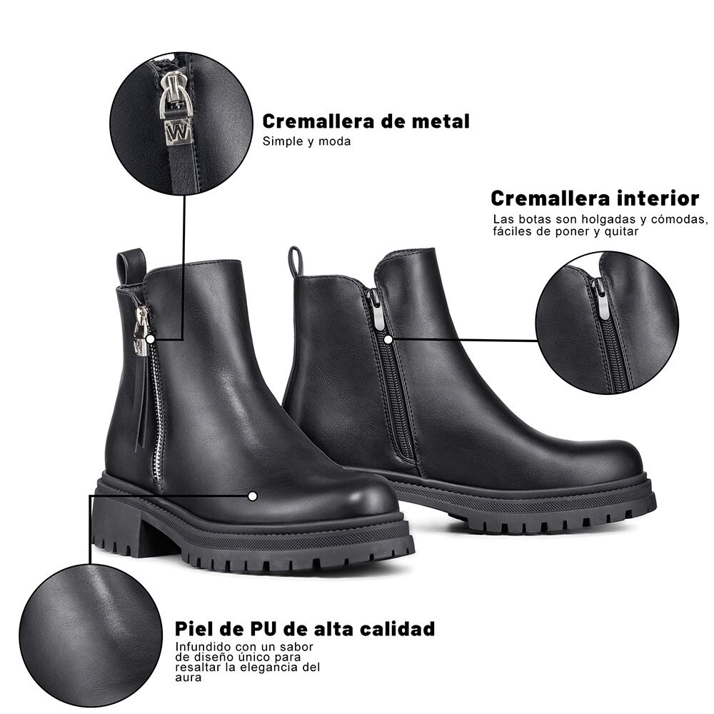 Botin Casual Mujer Eco Cuero Plataforma Vintage Weide Zs67 image number 7.0