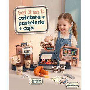 Juguete Cafeter&iacute;a 3 En 1 Registradora Cafetera Y Pasteles