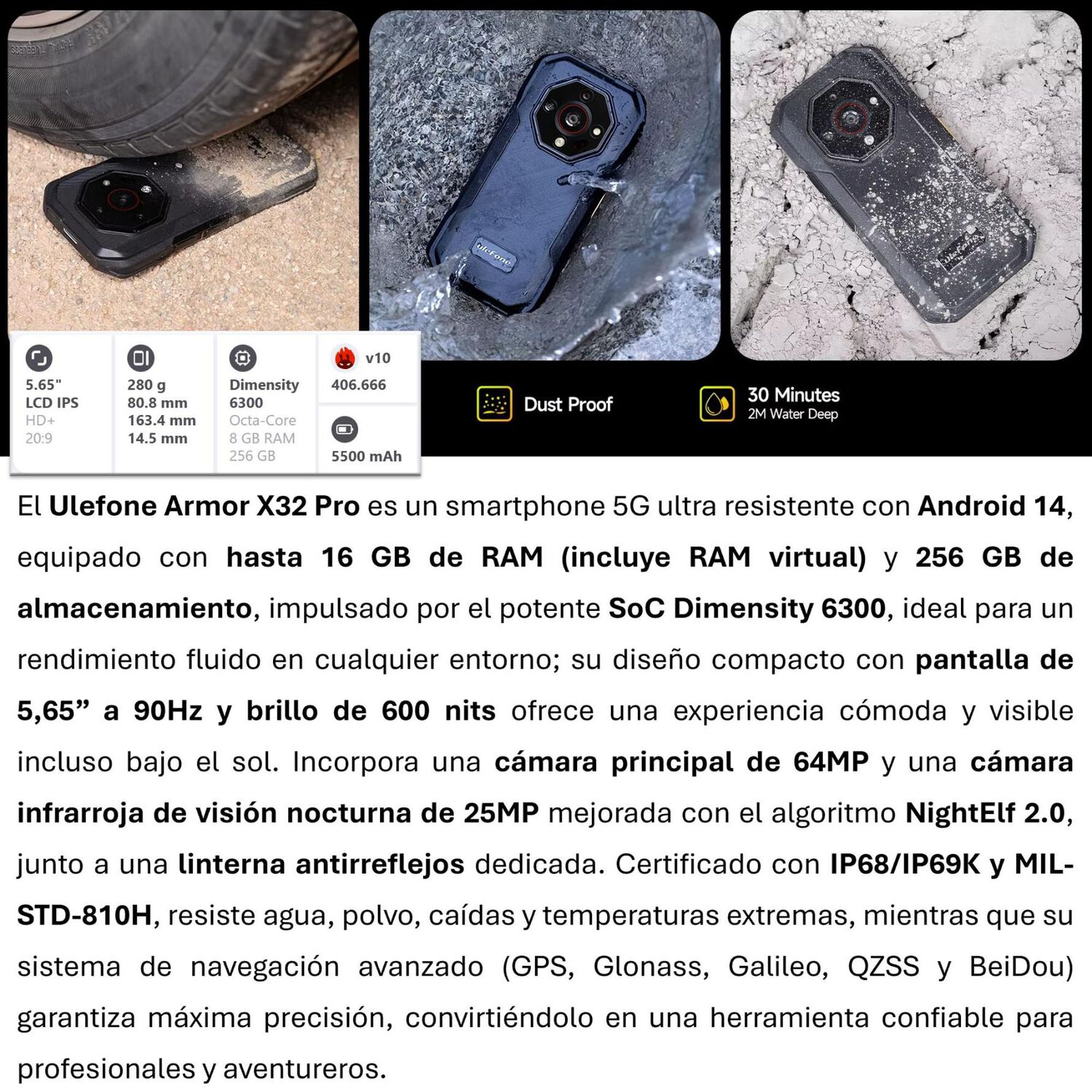 Ulefone Armor X32 Pro Dualsim 5g Ultra Resistente Con Visi&oacute;n Nocturna Y Android 14 image number 1.0