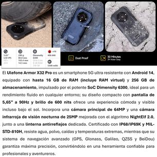 Ulefone Armor X32 Pro Dualsim 5g Ultra Resistente Con Visi&oacute;n Nocturna Y Android 14