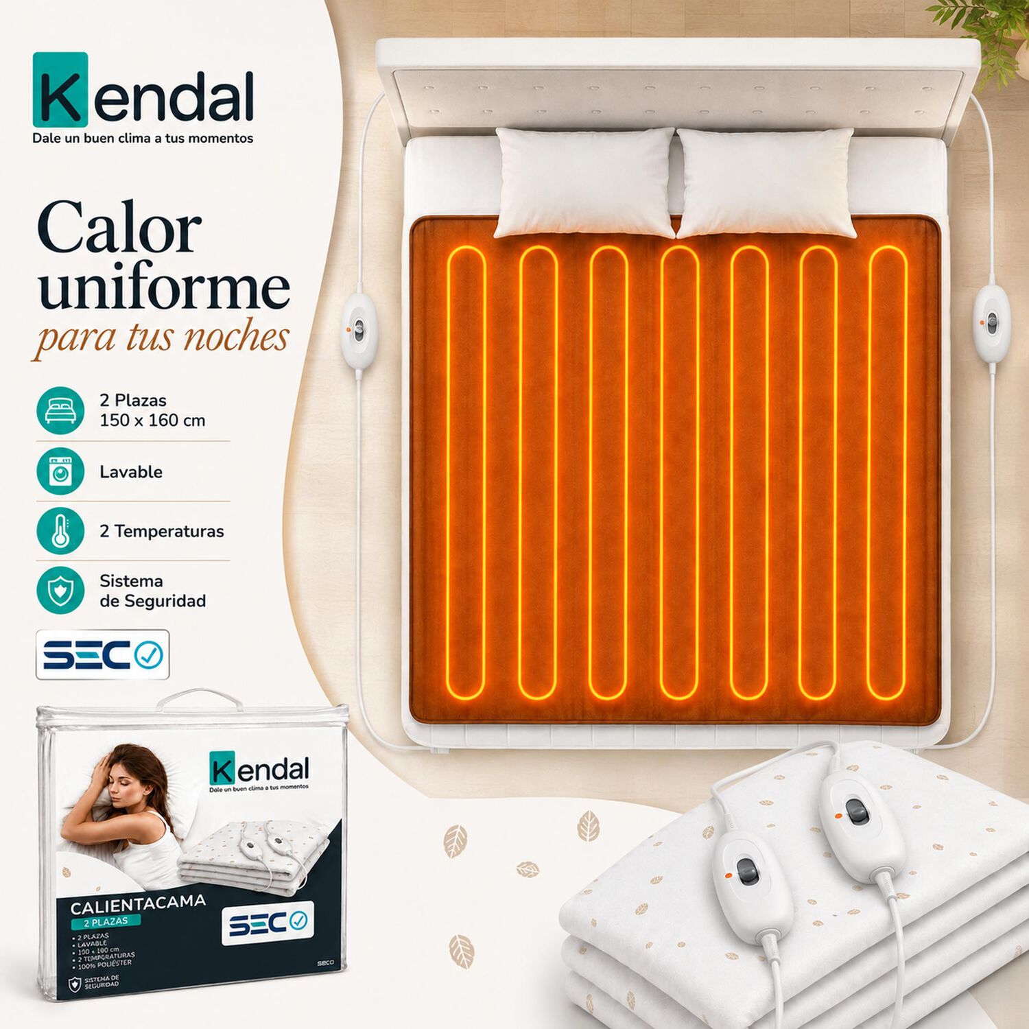 Calienta Camas Kendal 2 Plaza Lavable / 2 Temperaturas / Sec image number 6.0
