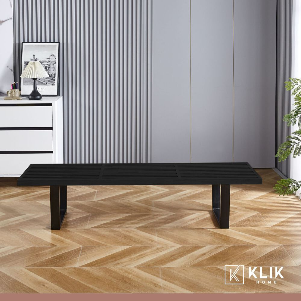 Banqueta De Madera Y Metal George Nelson 160cm - Negra image number 7.0