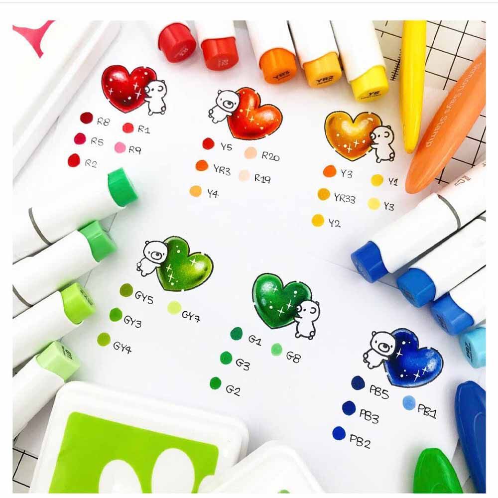 Ohuhu 104 Marcadores De Alcohol + 1 Blender. Pincel&fina image number 3.0