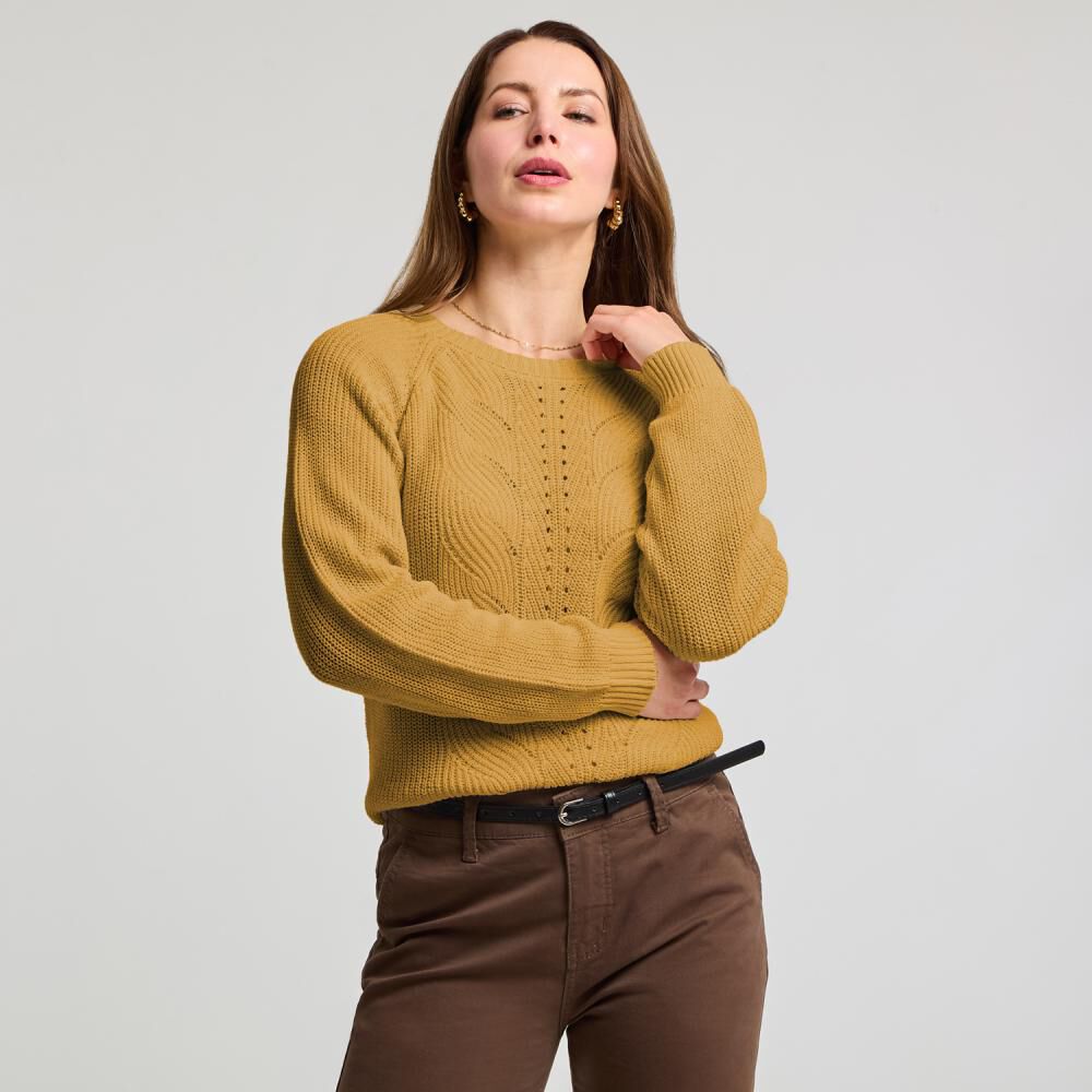 Sweater Básico Trenzado Manga Larga Cuello Redondo Mujer Geeps image number 0.0